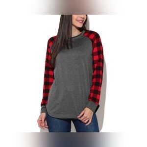 buffalo plaid baseball tee